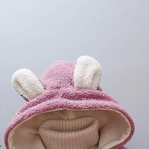 Abrigo De AlgodóN BebéS NiñAs Abrigo De Peluche Suave Y Confortable Chaqueta Abrigada Sudadera Con Capucha Bolsillo BotóN Abrigo Orejera De Conejo De Dibujos Animados(Púrpura,18-24 meses/95-100)