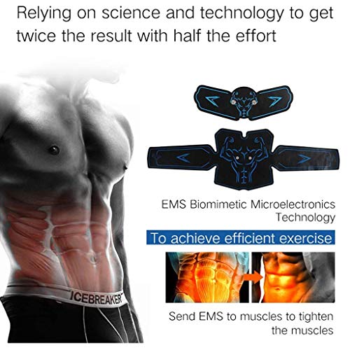 ABS estimulador muscular tóner, abdominal cinturón de tonificación muscular inteligente ccsme Body Trainer, recargable 6 Modos USB y 10 niveles de estimulación eléctrica muscular inalámbrica Cinturón