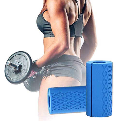 Accesorios deportivos 2 piezas de barra de agarre de grasa antideslizante silicona gruesa barra de agarre para pesas de barra para entrenamiento de levantamiento de pesas y crecimiento muscular - azul