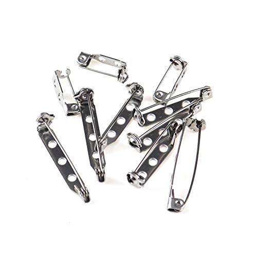 Accessorie Lote de 20 broches de acero inoxidable con base en la parte trasera de la barra de la insignia de la barra de seguridad para bricolaje, broches, joyas, accesorios, tono de acero, 14 mm