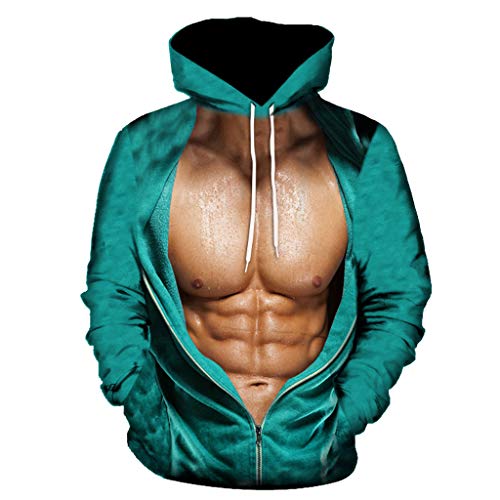 acction 3D Hoodies Sudaderas con Capucha Hombre Mujer Sudadera Divertida Impresión Muscular Pullover Mangas Largas Sweatshirt Bolsillos M-5XL
