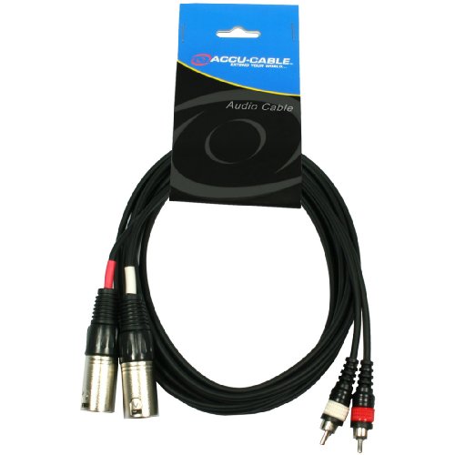Accu Cable AC-2XM-2RM - Cable adaptador (5 m, 2 conectores XLR macho a 2 conectores RCA phono)