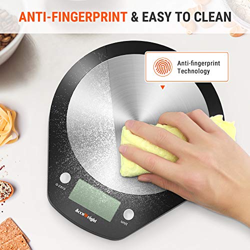 ACCUWEIGHT Báscula de Cocina Digital Balanza Alimentos Electrónica con Plataforma de Acero Inoxidable para Peso de Comida, 5 kg/11lbs