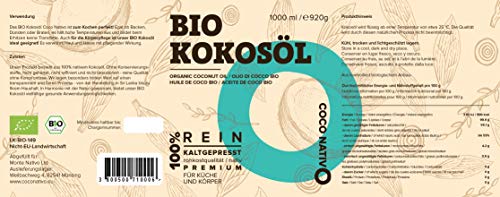Aceite de Coco CocoNativo Orgánico Virgen Extra Ecologico 1x1000 ml, Extracción En Frío, Fuente De Energía Natural Para Deportistas, Suplemento Alimenticio, Para Cocinar, Para El Pelo Aceite de Coco CocoNativo Orgánico Virgen Extra Ecologico 1x1000 ml, Extracción En Frío, Fuente De Energía Natural Para Deportistas, Suplemento Alimenticio, Para Cocinar, Para El Pelo