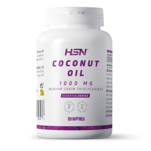 Aceite de Coco de HSN | 1000 mg Coconut Oil | Ácidos Grasos de Cadena Media (MCT's) + Acelera el Metabolismo + Energía Natural + Para Perder Peso | Sin Gluten, Sin Lactosa, 120 perlas Aceite de Coco de HSN | 1000 mg Coconut Oil | Ácidos Grasos de Cadena Media (MCT's) + Acelera el Metabolismo + Energía Natural + Para Perder Peso | Sin Gluten, Sin Lactosa, 120 perlas
