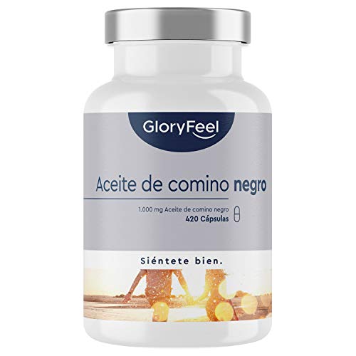 Aceite de Comino Negro (Nigella sativa) 1000mg - 420 Cápsulas - Original de Egipto - Prensado al frío 80% ácidos grasos insaturados y vitamina E - Producción probada en laboratorio alemán