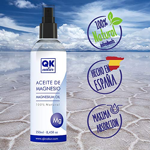 Aceite de magnesio Spray 100% Puro (250 ml) - Ideal para deportistas, articulaciones, relajación muscular, masajes, dormir bien