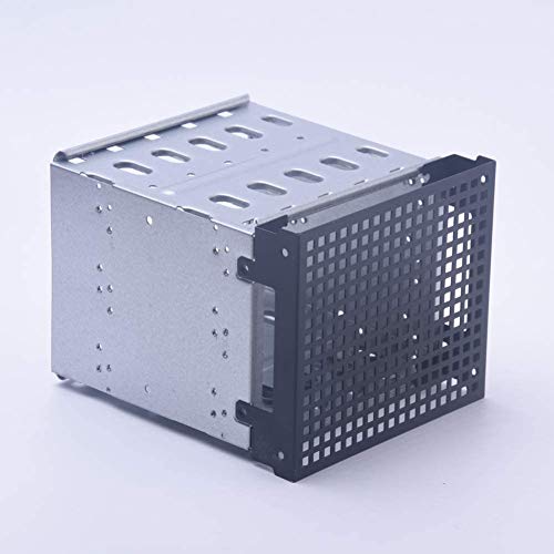 Acero Inoxidable 5.25incha 5X 3.5inch SATA SAS HDD Estante Jaula Duro Conductor Bandeja Caddy con Ventilador Space - Disco Duro Jaula Adaptador Rack Soporte - Plata + Negro