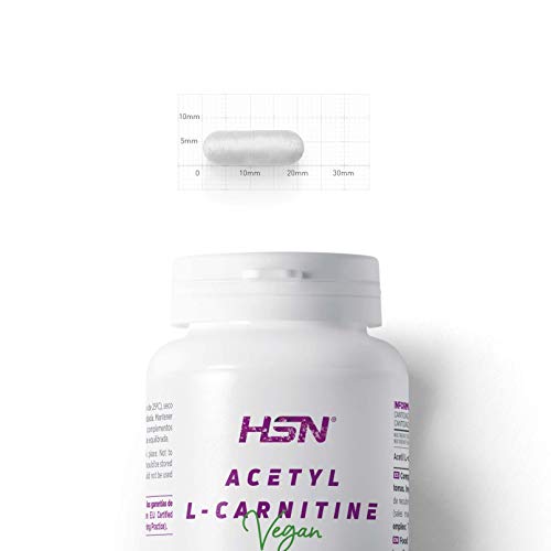 Acetil L Carnitina de HSN | 500mg | ALCAR: Producción de Energía + Perder Peso + Función Cognitiva (Nootrópico) | Vegano, Sin Gluten, Sin Lactosa, 120 Cápsulas Vegetales