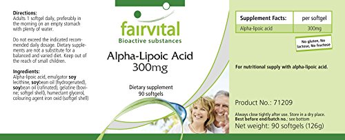 Ácido Alfa-Lipoico 300mg - Dosis elevada - 90 Cápsulas blandas - Calidad Alemana Ácido Alfa-Lipoico 300mg - Dosis elevada - 90 Cápsulas blandas - Calidad Alemana