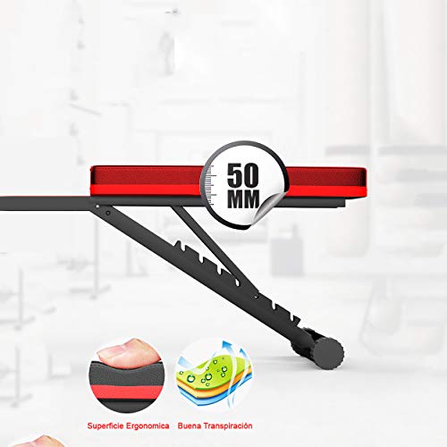Acobonline Banco de Pesas Ajustable para Fitness, Banco de Musculación Multifunción para Entrenamiento de Cuerpo Entero, Respaldo abatible, diseño Compacto, Antideslizante. (Modelo A) Acobonline Banco de Pesas Ajustable para Fitness, Banco de Musculación Multifunción para Entrenamiento de Cuerpo Entero, Respaldo abatible, diseño Compacto, Antideslizante. (Modelo A)