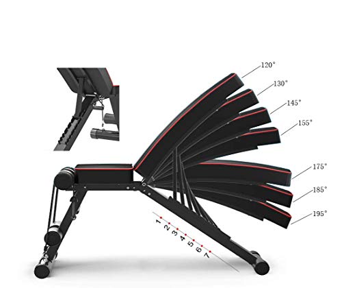 Acobonline Banco de Pesas Ajustable para Fitness, Banco de Musculación Multifunción para Entrenamiento de Cuerpo Entero, Respaldo abatible, diseño Compacto (Bancos ajustables)