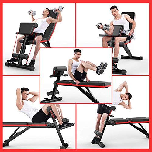 Acobonline Banco de Pesas Fitness, Banco de Musculación Multifunción para Entrenamiento de Cuerpo Entero, Respaldo abatible, diseño Compacto, Antideslizante. (Modelo B)