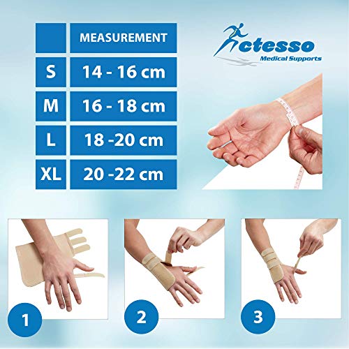 Actesso Tejido Triple Férula de Muñeca - órtesis Muñequera – Reduce el Dolor de túnel carpiano, fracturas y esguinces (M, Izquierda)