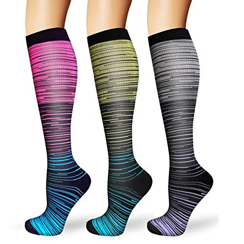 ACTINPUT Calcetines de Compresión Medias de Compresion Mujer y Hombre para Running,Atlético, Ciclismo,Médico, Enfermera,Volar, Viajar… (L-XL, 21 Assorted - 3 Pares)