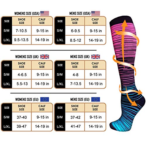 ACTINPUT Calcetines de Compresión Medias de Compresion Mujer y Hombre para Running,Atlético, Ciclismo,Médico, Enfermera,Volar, Viajar… (L-XL, 21 Assorted - 3 Pares)