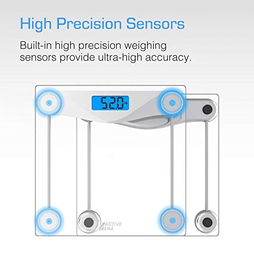 Active Era™ Báscula de Baño Digital Ultrafina con Sensores de Alta Precisión y Vidrio Templado (stones/kgs/libras) Active Era™ Báscula de Baño Digital Ultrafina con Sensores de Alta Precisión y Vidrio Templado (stones/kgs/libras)