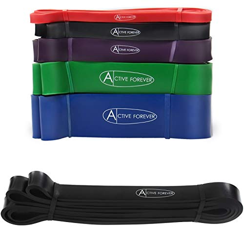 Active Forever Banda de Resistencia Pull Up Assist Band, para Entrenamiento de Resistencia, Estiramiento Muscular, Yoga y Otros Ejercicios físicos (Negro)