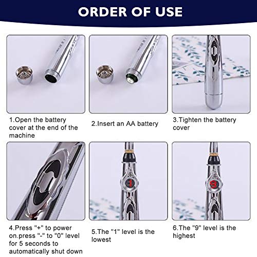 Acupuncture Pen, Acupuntura Masaje Pen, Pluma de Acupuntura Electrónica, Pluma de Masaje Electrónico, Masajeador de Energía de Punto de Acupuntura Meridiano Eléctrico 5 en 1 Para Aliviar el Dolor