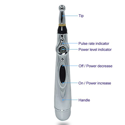 Acupuntura Masaje Pen - Anslef Pluma de Acupuntura Electrónica de Mano, Pluma de Masaje de Acupuntura Talón de Alivio del Dolor, Herramienta de Masaje de Cabeza de Cabeza de Cuerpo