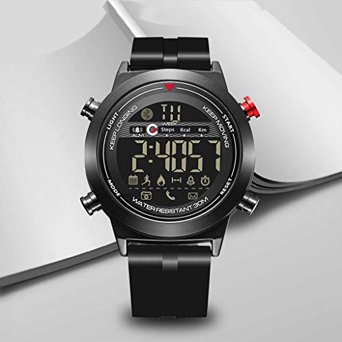 ADAHX Reloj Inteligente, Reloj Deportivo Bluetooth, podómetro/información del teléfono/recordatorio de Alarma/Reloj Impermeable Luminoso Adecuado para Fitness, Ciclismo,Silver