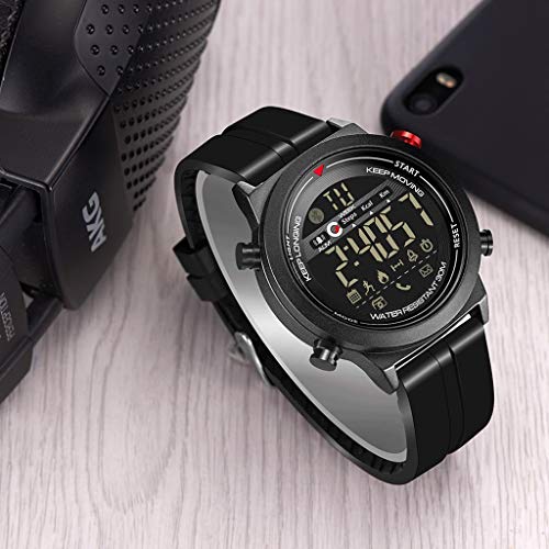 ADAHX Reloj Inteligente, Reloj Deportivo Bluetooth, podómetro/información del teléfono/recordatorio de Alarma/Reloj Impermeable Luminoso Adecuado para Fitness, Ciclismo,Silver