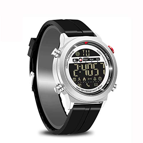 ADAHX Reloj Inteligente, Reloj Deportivo Bluetooth, podómetro/información del teléfono/recordatorio de Alarma/Reloj Impermeable Luminoso Adecuado para Fitness, Ciclismo,Silver