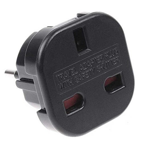 Adaptador de Enchufe de UK a Enchufe Europeo Negro, Cablepelado