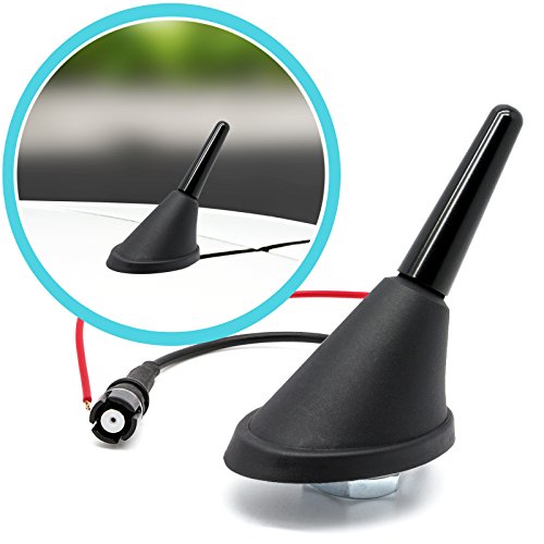 Adapter Universe Antena de varilla corta de 3 cm de techo + base de antena Raku 2 zócalo con amplificador de 16 V Set para universal – Auto Antena Radio