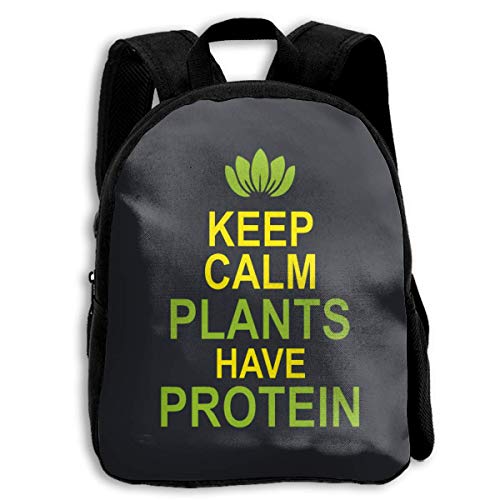 ADGBag Keep Calm Plants Have Protein Children's Backpack Kids School Bag with Adjustable Shoulders Ergonomic Back Pad Perfect for School Security Sporting Events Mochila para niños