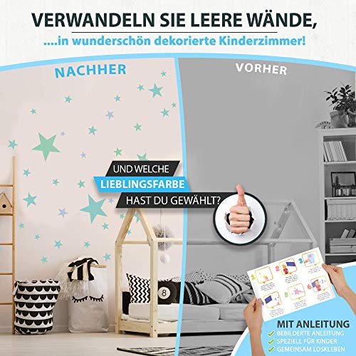 Adhesivo de pared de 50 estrellas para la habitación de los niños - colores pastel, cielo estrellado de bebé para pegar en la decoración de la pared de adhesivo de pared, turquesa Adhesivo de pared de 50 estrellas para la habitación de los niños - colores pastel, cielo estrellado de bebé para pegar en la decoración de la pared de adhesivo de pared, turquesa