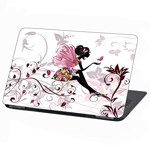 Adhesivo de vinilo para portátil de 13 a 14 pulgadas, diseño de hada con flores Adhesivo de vinilo para portátil de 13 a 14 pulgadas, diseño de hada con flores