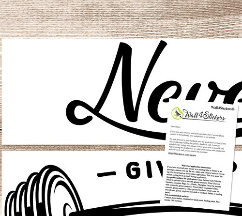 Adhesivo decorativo para pared con texto en inglés "Never Give up Barbell" para gimnasio en casa, fitness, entrenamiento motivacional, para colgar pesas, para hacer ejercicio, con palabras extraíble Adhesivo decorativo para pared con texto en inglés "Never Give up Barbell" para gimnasio en casa, fitness, entrenamiento motivacional, para colgar pesas, para hacer ejercicio, con palabras extraíble