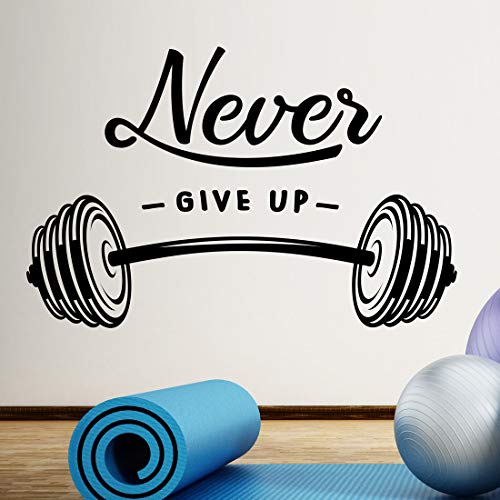 Adhesivo decorativo para pared con texto en inglés "Never Give up Barbell" para gimnasio en casa, fitness, entrenamiento motivacional, para colgar pesas, para hacer ejercicio, con palabras extraíble Adhesivo decorativo para pared con texto en inglés "Never Give up Barbell" para gimnasio en casa, fitness, entrenamiento motivacional, para colgar pesas, para hacer ejercicio, con palabras extraíble
