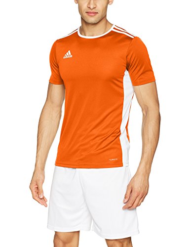 adidas Entrada 58 Camiseta de Fútbol para Hombre de Cuello Redondo en Contraste, Naranja (Orange/White), M