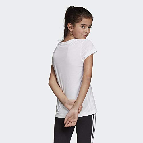 adidas Essentials Linear tee Camiseta, Niñas, Blanco (White/Black), 11-12 años