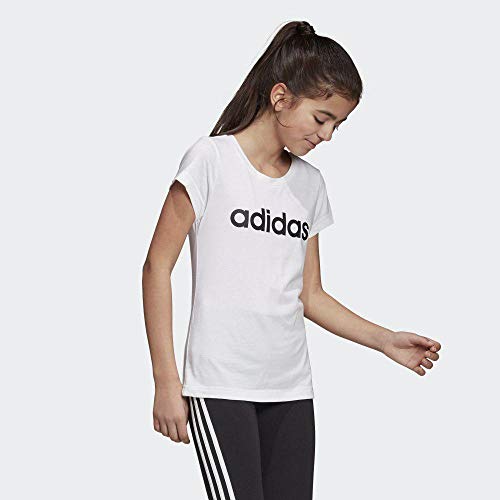 adidas Essentials Linear tee Camiseta, Niñas, Blanco (White/Black), 11-12 años