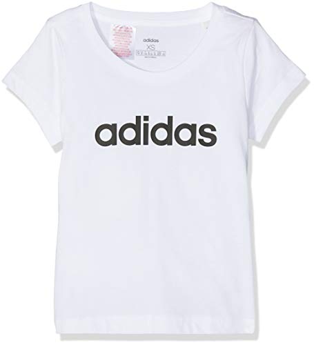 adidas Essentials Linear tee Camiseta, Niñas, Blanco (White/Black), 11-12 años