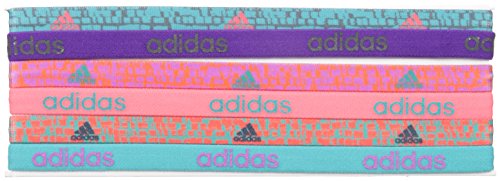 adidas Juego de cintas para el pelo para mujer, 6 unidades - 200714, Vivid Mint/Shock Purple/Shock Red/Dark Grey