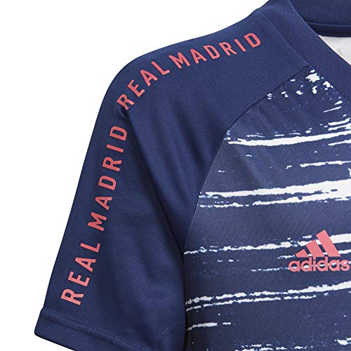adidas Madrid Temporada 2020/21 Real PRESHI Y Camiseta Calentamiento, Niño, Blanco, 140