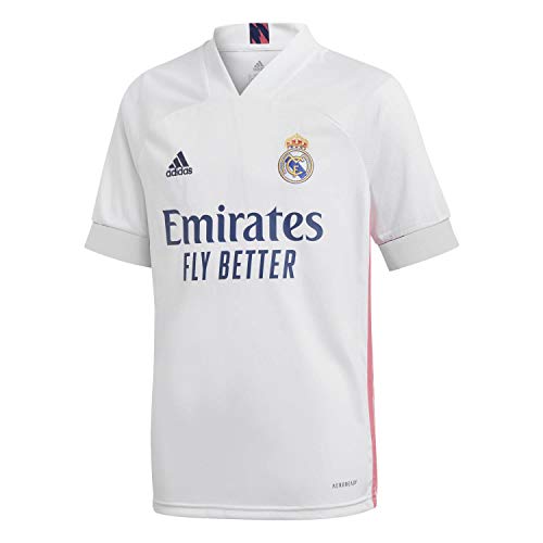 Adidas Real Madrid Temporada 2020/21 Camiseta Primera Equipación Oficial, Niño, Blanco, 13/14 años