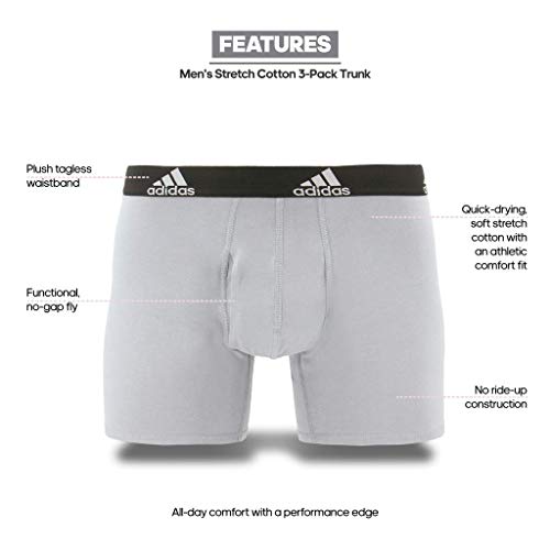 adidas Ropa Interior de algodón elástico para Hombre, Paquete de 3, Onix/Negro Negro/Onix Gris/Negro, Pequeño adidas Ropa Interior de algodón elástico para Hombre, Paquete de 3, Onix/Negro Negro/Onix Gris/Negro, Pequeño