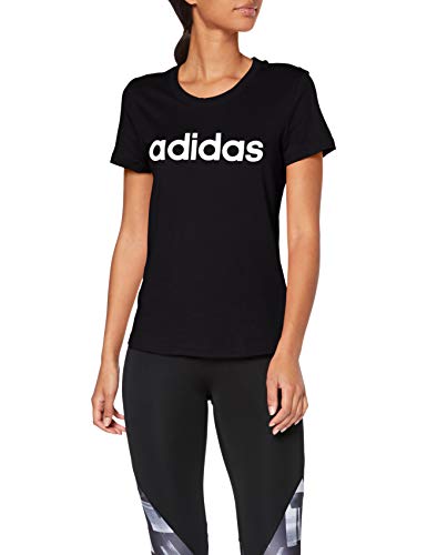 adidas W E Lin Slim T Camiseta de Manga Corta, Mujer, Negro (Black/White), S adidas W E Lin Slim T Camiseta de Manga Corta, Mujer, Negro (Black/White), S
