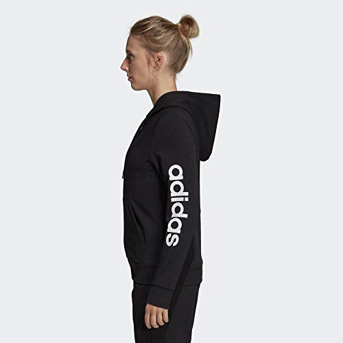 adidas W Essentials Linear HD Sudadera con Capucha, Mujer, Negro (Black/White), M adidas W Essentials Linear HD Sudadera con Capucha, Mujer, Negro (Black/White), M