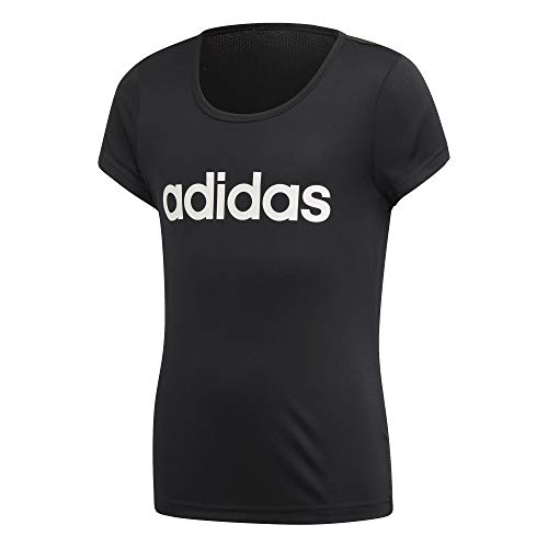 adidas YG C tee Camiseta de Manga Corta, Niñas, Black/White, 4-5Y