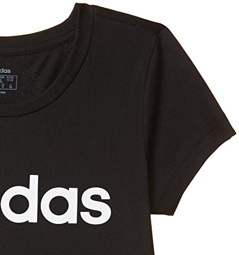 adidas YG E Lin tee Camiseta de Manga Corta, Niñas, Black/White, 7-8Y