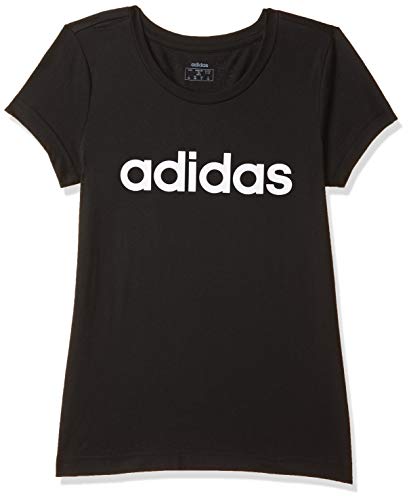 adidas YG E Lin tee Camiseta de Manga Corta, Niñas, Black/White, 7-8Y