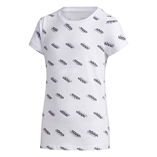 adidas Yg FAV T Camiseta, Niñas, Blanco/Negro, 140 (9/10 Años)