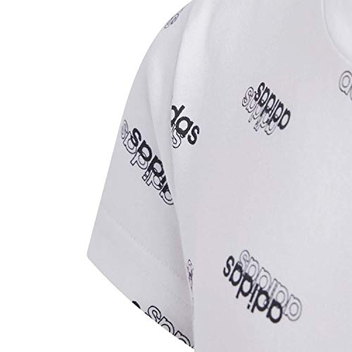 adidas Yg FAV T Camiseta, Niñas, Blanco/Negro, 140 (9/10 Años)