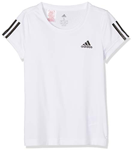 adidas YG TR EQ tee Camiseta de Manga Corta, Niñas, White/Black, 5-6Y